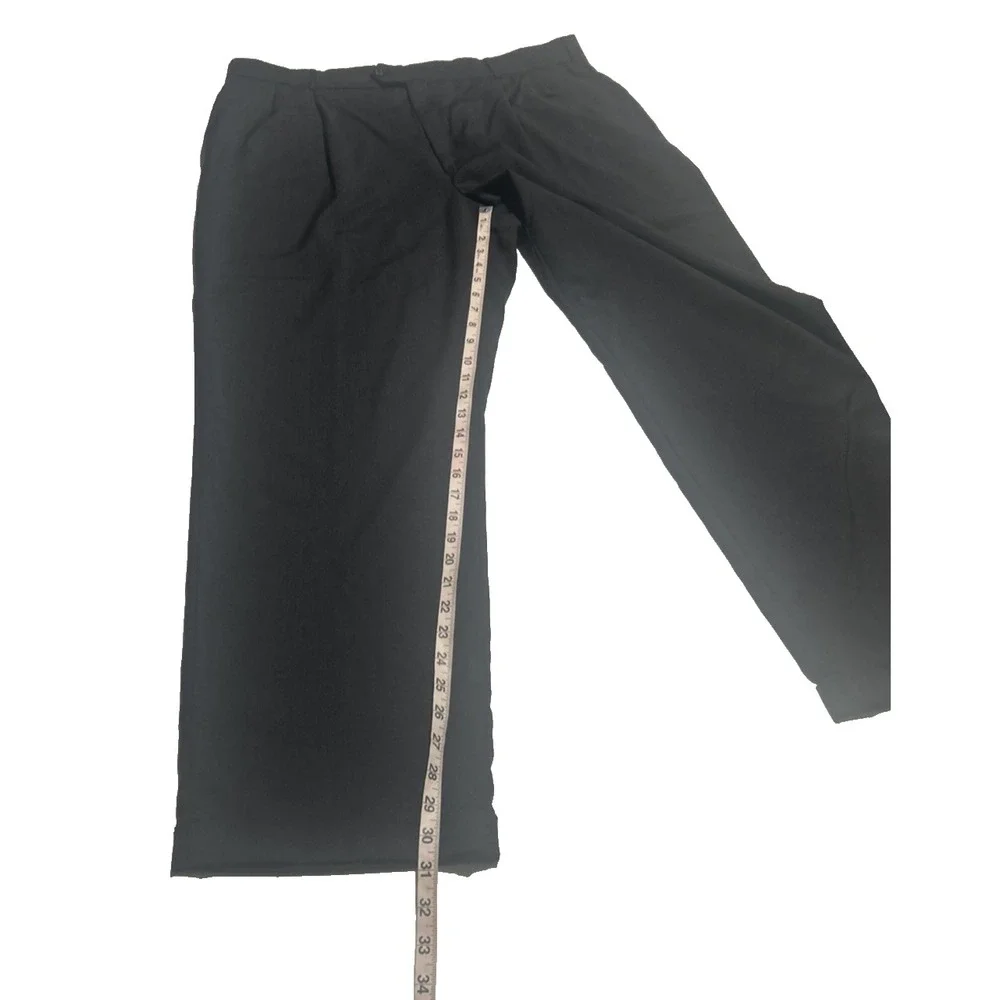 Pure New Wool‎ Mens Black Pleated Cuffed Dress Pants Trousers Made in Canada